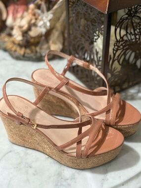 kate spade Cork Platform Wedge Sandals in Tan